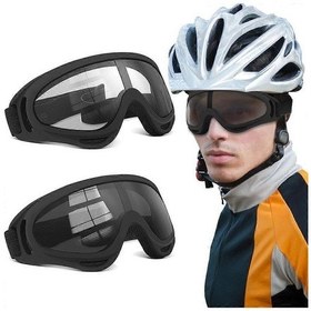 Resim Motosiklet Gözlükleri - 2 Paket Rüzgar Geçirmez Koruyucu Gözlük Şeffaf + Gri 