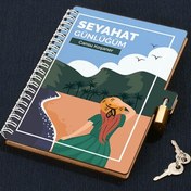 Resim Kadına Hediye Seyahat Günlüğü Kilitli Defter 