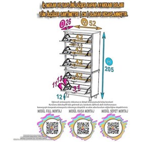 Resim Eliusta Store Ayaklı Ceviz Ayakkabılık 52 Cm Kapı Önü/giyim Odası/antre Uyumlu Ayakkabılık 52x205x26 Cm Ceviz 