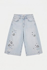 Resim Kadın Kot Renk 12s6-100 Maxi Boy Tasarım Bermuda Şort - KOT / 36 