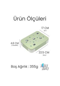Resim 1330 Ml Tek Kat 6 Bölme Çocuk Beslenme Kutusu Çatal / Kaşık / Sos Kaseli -ffb1265 Mavi 
