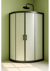 Resim Durul Duşakabin Oval Siyah Profil 5mm Buzlu Cam Yükseklik 190 Cm Siyah 