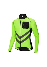 Resim Yifomall Erkek Bisiklet Ceketi - Rüzgar Geçirmez, Hafif Ve Yansıtıcılı Spor Ceket Yeşil 