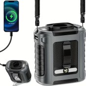 Resim Yeni 3'ü 1 arada Taşınabilir Bıçaksız Fan, 5 Hız Ayarı, 8000mAh Büyük Kapasiteli Pil, USB Şarj + Güç Bankası, 20000 RPM / Dakika Yüksek Hızlı Soğutma, Giyilebilir Boyun + Bel Tasarımı, Açık Hava, Ev ve Ofis Kullanımı İçin Uygun, Lanyard + Bel Klipsi ile Birlikte Gelir 