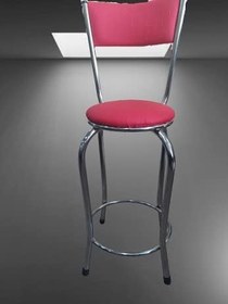 Resim Sandalye ST 4565 BAR Yüksek Pembe FUŞYA 1ad Metal Çelik nikelaj Suni deri döşeme 