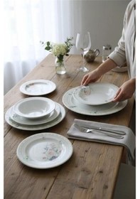Resim Akayev Porselen Rosey 24 Parça Yemek Takımı Beyaz 
