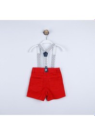Resim Xo Kids P-003963 Ce 8075 Erkek Bebek Renkli Askılı Şort 6-36 Ay Kırmızı 