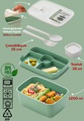 Resim Porsima 3191 Vakumlu Kendinden Kaşık Çatallı Sosluklu Bölmeli Beslenme Çantası- 2 Katlı Lunch Box-Sefer Tası 