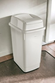 Resim Melkan Home Gri Banyo Çöp Kovası 27 Litre Çift Taraf Itme Kapaklı Çöp Kovası Atık Kutusu Cafe Otel Çöp Kovası 