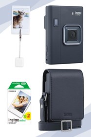 Resim Fujifilm Instax Mini Liplay Plus Midnight Blue Fotoğraf Makinesi, 20'li Film Çanta ve Kıskaç Hediye Seti 