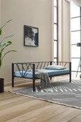 Resim Unimet Alchera Daybed Tek Kişilik Sedir Metal Karyola Siyah 