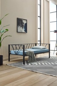 Resim Unimet Alchera Daybed Tek Kişilik Sedir Metal Karyola Siyah 