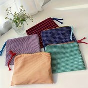 Resim Para, Anahtarlar ve Küçük Eşyalar İçin Çoklu Bölümlerle Taşınabilir, Vintage Esinlenmiş Fermuarlı Cüzdan, Hafif ve Katlanabilir Tasarım, Günlük Kullanım İçin İdeal, Günlük Cüzdan | Kontrol Desenli Cüzdan | Fermuarlı Kapanış, Para Cebi 