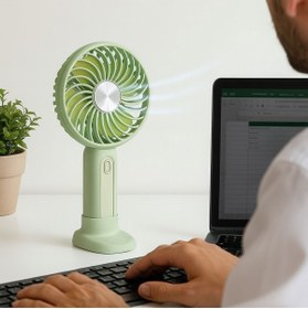 Resim shop Masa Üstü Standlı Usb Ile Şarj Olabilen 3 Ayarlı Fan Modlu Çanta Tipi El Fanı (5275) 