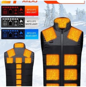 Resim Willowhaven Gri Asya S 21 Bölge Isıtmalı Yelek, 4 Anaşlı 3 Hızlı V Yaka Isıtıcı Giysi 