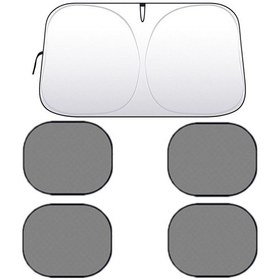 Resim Araba Ön Cam Isı Yalıtımı Güneşten Korunma Vizörü, Özellikler: Büyük Ön Bölme 4 Yan Bölme 