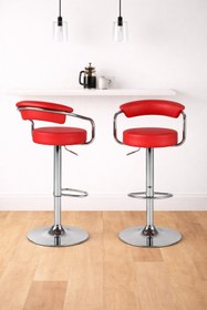 Resim Bürocci Monica Bar Sandalyesi - Kırmızı Deri - 9510q0116 