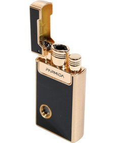 Resim Parmida Tek Torch Pürmüz Soft Flame Özellikli Siyah-gold Metal Puro Çakmağı 