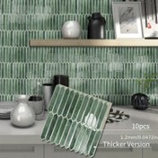 Resim 10 adet Yeşil Altıgen Soyulabilir ve Yapışkanlı Fayans Arka Plan - Kendinden yapışkanlı, 30.48cm x 30.48cm, Parlak Bitiş, Mutfak, Banyo, Şömine, Karavan için Reçine Malzeme, Kolay Kurulum, Dayanıklı ve Şık Tasarım, Mutfak Arka Planı | Altıgen Desen | Kendinden yapışkanlı arka plan 