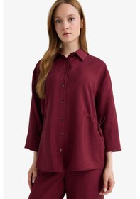 Resim Defacto Bordo Kadın Gömlek F7187ax/br237 Bordo 