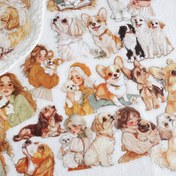 Resim 40 Adet Sevimli Evcil Hayat Sticker Kitabı - Beagle, Poodle, Corgi, Shih Tzu, Mops, Çivava, Jack Russell Terrier, Kavalyer King Charles Spaniel ile Birlikte Scrapbooking, Günlükler, Planlayıcılar ve DIY El Sanatları için Düzensiz Şekiller & Pastel Renkler - Mat Yüzey, Öz-Yapışkanlı PET Sticker Kolleksiyonu Köpek Severler Hediyesi İçin Ideal, Günlük Tutma Malzemeleri,Noel Not Defterleri,Günlük Stickerları,Scrapbooking için çıkartmalar,Günlük için çıkartmalar 
