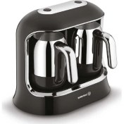 Resim Korkmaz Kahvekolik Twin SiyahKrom Otomatik Kahve Makinesi 