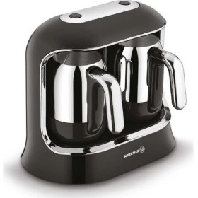Resim Korkmaz Kahvekolik Twin SiyahKrom Otomatik Kahve Makinesi 