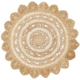 Resim Eko Halı Solo Ca-105 Natural Whıte Xw Yuvarlak veya Oval El Dokuma Naturel Jüt Hasır Halı - 120X120 