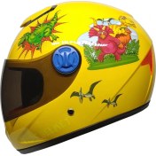 Resim Motoanl Motosiklet ve Bisiklet Çocuk Kaskı Full Face Pp Material Abs Çocuk Kask Dino Yellow 