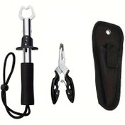 Resim 1 set Paslanmaz Çelik Balık Tutucu (16.76 cm) + Pense (10.92 cm) Balıkçılık Takımı Kontrolör Balık Pense Balıkçılık Araçları 