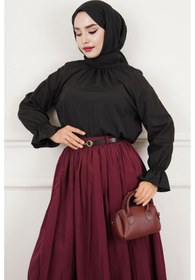 Resim CNG MODA Modaalfabe Kolu Lastikli Tesettür Gömlek 