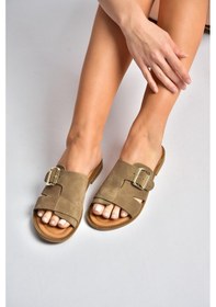 Resim Fox Shoes Y944791002 Vizon Hakiki Deri Süet Kadın Terlik 