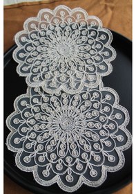 Resim 6 Adet Fransız Tarzı Modern Gold Nantes Bardak Altlığı Beyaz 