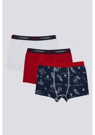 Resim U.S. Polo Assn. U.S. Polo Assn Stripe Detail Lacivert Erkek Çocuk 3'lü Boxer Lacivert 