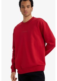 Resim Defacto Boxy Fit Bisiklet Yaka İçi Yumuşak Tüylü Baskılı Sweatshirt X8282az25aurd349 Kırmızı-rd349 