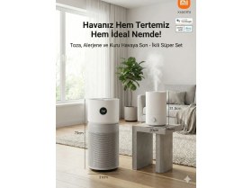 Resim Xiaomi 125 M² Hepa ve Aktif Karbon Filtreli Akıllı Kontrollü Hava Temizleyici ve Nemlendirici Beyaz Nem Su Uygulama Koku 
