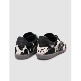 Resim Cabani Hakiki Deri Desenli Siyah Kadın Sneaker Ayakkabı 