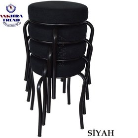 Resim Siyah Ayaklı 4 Adet Mutfak Balkon Taburesi 