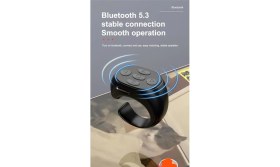 Resim Gorgeous Kablosuz Bluetooth Uzaktan Kumanda Düğmesi Zamanlayıcı Kamera Çubuğu Deklanşör Telefon Sayfası Döndürme Kumandası Siyah 