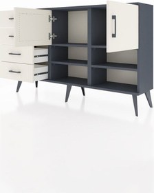 Resim Arges Konsol 4 Raflı 4 Çekmeceli 2 Kapaklı 132x30x83 Antrasit-aytaşı/aytaşı Aytaşı/aytaşı 