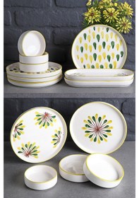 Resim Nandy Home 14 Parça 6 Kişilik Handmade Yeşil Nokta Kahvaltı Takımı - Lüx Kahvaltılık Sunum Seti Yeşil 