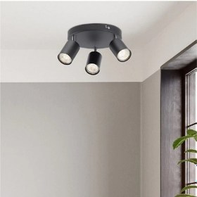 Resim Riolight Modern2 Siyah Mutfak,salon,giyinme Odası,cafeler İçin Gün İşiğı Metal 3lü Spot Ampul Dahil 3'lü Siyah 