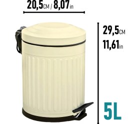 Resim Eforeca Vintage 4'lü Çöp Kovası Banyo Seti Çizgili Krem 