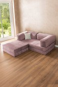 Resim Doqu Home Living Fonksiyonel Uzanmalı Köşe Koltuk Jumbo Pembe 