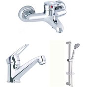 Resim Erce Mix Sabit Lavabo ve Banyo Bataryası sürgülü Duş Takımı 