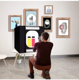Resim Triline 60x60cm Profesyonel Stüdyo Led Işıklı Ürün Fotoğraf Çadırı 