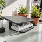 Resim Taşınabilir Dizüstü Bilgisayar Standı Çıkarılabilir Kol Dayama ile, Ayarlanabilir Yükseklikli Masa Yükseltici, Geliştirilmiş Duruş ve Soğutma Destekli Ergonomik Klavye Tutucu, ABS Malzeme, Ev veya Ofis Çalışma Alanı İçin İdeal, Dizüstü Bilgisayar Soğutma Standı | Minimalist Tasarım | Çok Yönlü Masa Yükseltici 
