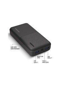 Resim Polosmart Pbs132 Led Göstergeli 2 Usb 1 Pd Çıkışlı Taşınabilir Şarj Cihazı Powerbank Antrasit Antrasit 