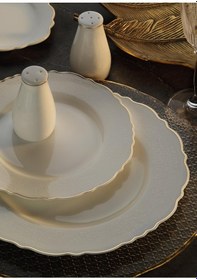 Resim Aryıldız Ar34019 Bone Porselen Wave 60 Parça Yemek Takımı Gold 