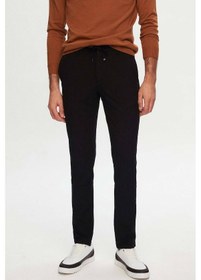 Resim D'S Damat Slim Fit Beli Lastikli Bağcıklı Fermuarlı Likralı Rahat Jogger Pantolon 2HC03ORTJGR01 Siyah 